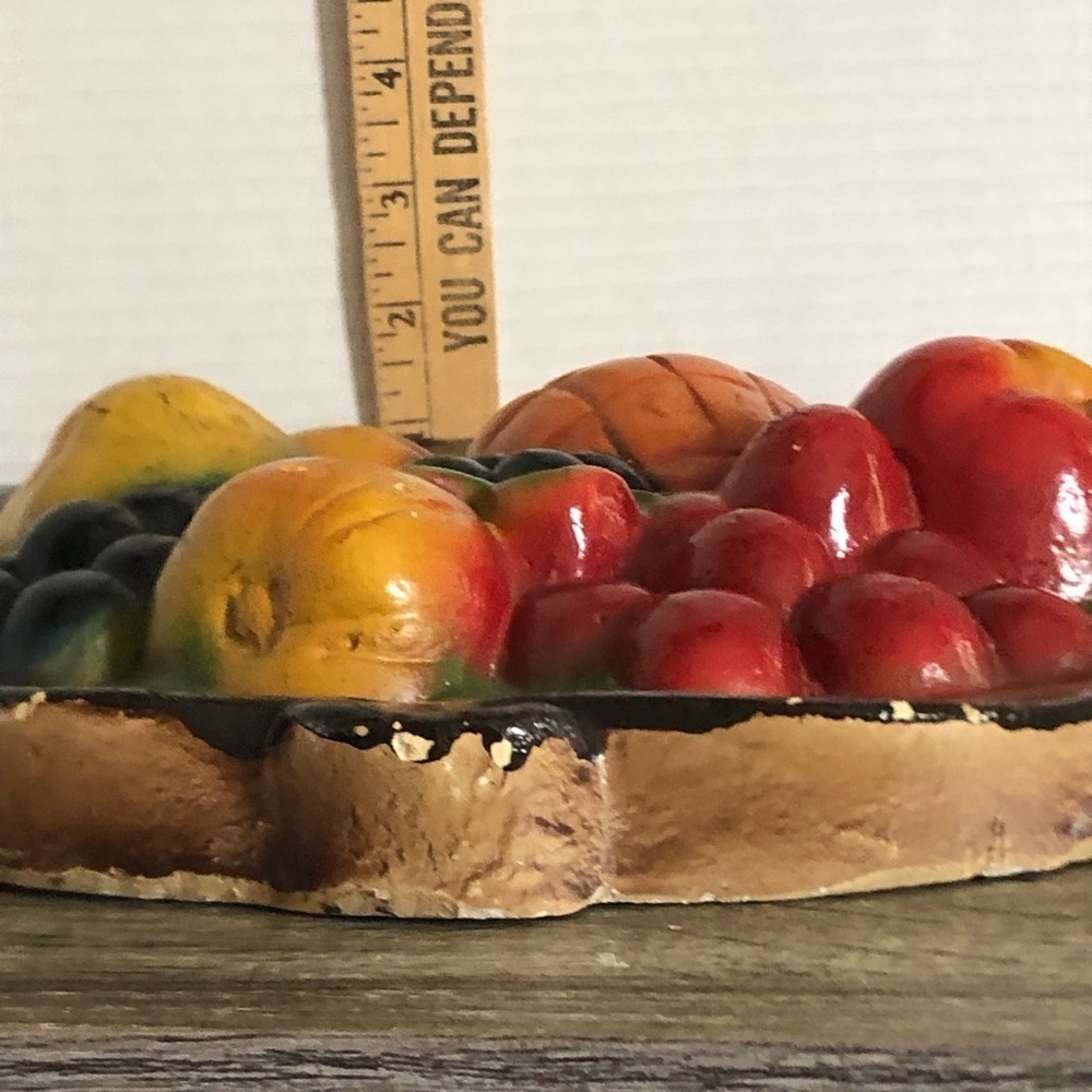 Vtg Colourful Fruit Chalkware Wall Plaque - Picture 12 of 15
